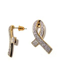 Pink Cubic Zirconia Ribbon Pierced Earrings by PalmBeach Jewelry