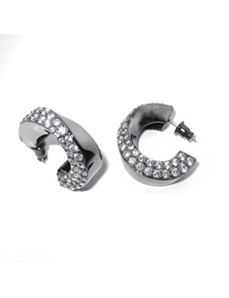 Cubic Zirconia Twisted Hoop Pierced Earrings by PalmBeach Jewelry