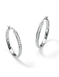 Diamond Fascination Hoop Earrings by PalmBeach Jewelry