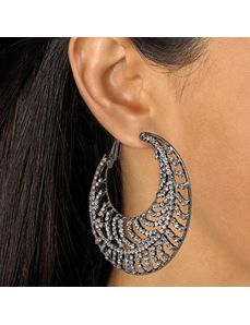 Crystal Leaf Hoop Pierced Earrings by PalmBeach Jewelry