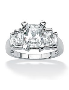 Princess-Cut Baguette Cubic Zirconia Step Ring by PalmBeach Jewelry