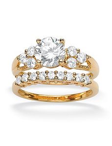 Round Cubic Zirconia Wedding Set by PalmBeach Jewelry