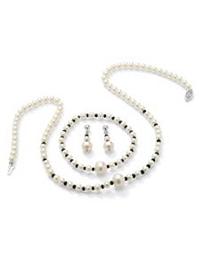 Freshwater Pearl & Sapphire Set by PalmBeach Jewelry
