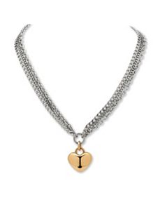 Triple-Chain Heart Pendant-Necklace by PalmBeach Jewelry