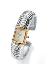 Ribbed Cuff Watch by Palm Beach Jewelry