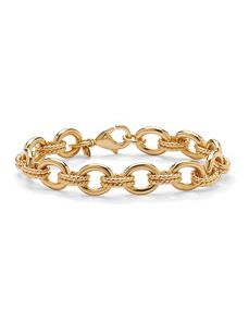 Textured/Polished Rolo Bracelet by PalmBeach Jewelry