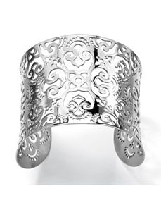 Wide Floral Cutout Scrollwork Cuff by PalmBeach Jewelry