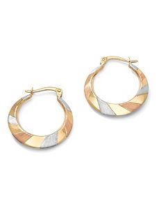 Tritone Hoop Pierced Earrings by PalmBeach Jewelry