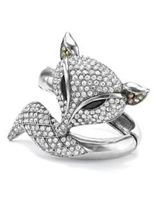 Crystal Fox Hinged Bangle Bracelet by PalmBeach Jewelry