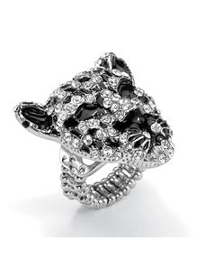 Crystal Leopard Stretch Ring by PalmBeach Jewelry