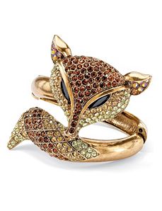 Crystal Fox Hinged Bangle Bracelet by PalmBeach Jewelry