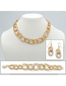 Crystal Curb-Link Jewelry Set by PalmBeach Jewelry