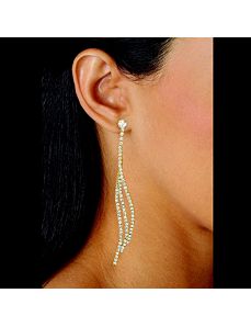 Clear Crystal Curved Drop Earrings by PalmBeach Jewelry