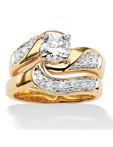 Round Cubic Zirconia Ring Set by PalmBeach Jewelry