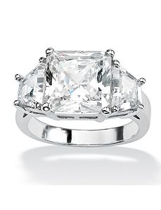 Princess and Baguette Cubic Zirconia Ring by PalmBeach Jewelry