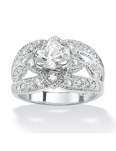 Oval and Round Cubic Zirconia Ring by PalmBeach Jewelry