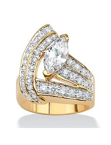 Marquise and Round Cubic Zirconia Wrap Ring by PalmBeach Jewelry