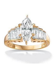 Marquise-Cut and Baguette Cubic Zirconia Ring by PalmBeach Jewelry