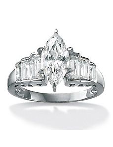 Marquise-Cut and Baguette Cubic Zirconia Ring by PalmBeach Jewelry