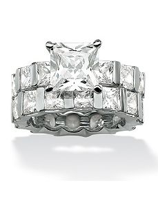 Princess-Cut Cubic Zirconia Wedding Ring Set by PalmBeach Jewelry