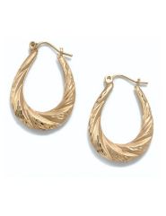 Diamond-Cut Elongated Hoop Earrings by PalmBeach Jewelry