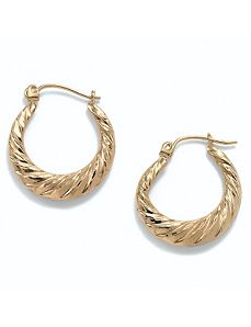 Shrimp-Style Hoop Pierced Earrings by PalmBeach Jewelry