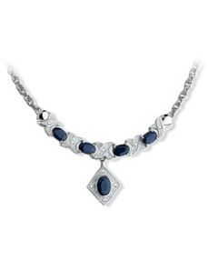 Sapphire & Diamond Accent Necklace by PalmBeach Jewelry