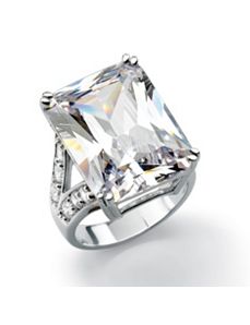 Emerald-Cut and Round Cubic Zirconia Ring by PalmBeach Jewelry