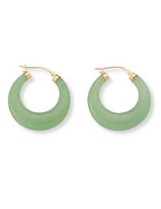 Green Jade Hoop Pierced Earrings by PalmBeach Jewelry