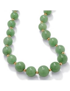 Green Jade Beaded Necklace by PalmBeach Jewelry