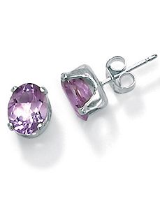 Amethyst Silver Stud Earrings by PalmBeach Jewelry