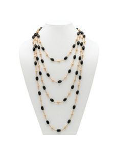 Onyx Barrel and Beaded Necklace by PalmBeach Jewelry