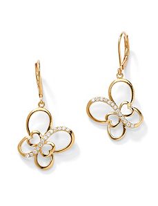 Cubic Zirconia Butterfly Openwork Drop Earrings by PalmBeach Jewelry