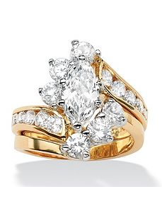Marquise-Cut Cubic Zirconia Wedding Ring Set by PalmBeach Jewelry