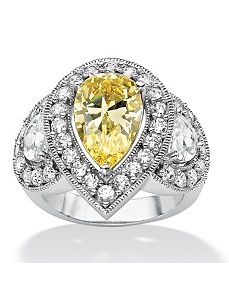 Canary & White Cubic Zirconia Ring by PalmBeach Jewelry