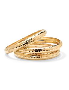 Hammered-Style Bangle Bracelet Set by PalmBeach Jewelry