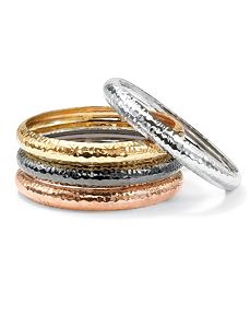 Set of Four Hammered Bracelet by PalmBeach Jewelry