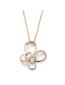 Cubic Zirconia Butterfly Openwork Pendant by PalmBeach Jewelry