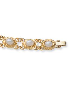 Sim. Pearl Link Bracelet 7 1/2" by PalmBeach Jewelry