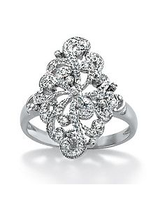 Diamond Openwork Filigree Ring by PalmBeach Jewelry