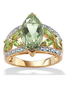 Green Amethyst/Peridot/Dia.Acc.Ring by PalmBeach Jewelry