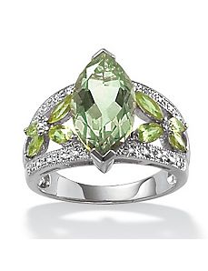 Green Amethyst/Peridot/Dia.Acc.Ring by PalmBeach Jewelry