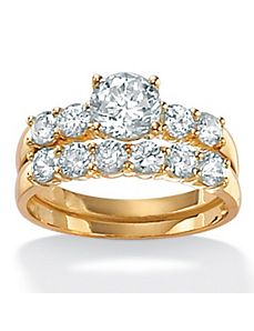 Round Cubic Zirconia Wedding Set by PalmBeach Jewelry
