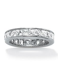 Princess-Cut Cubic Zirconia Eternity Band Ring by PalmBeach Jewelry