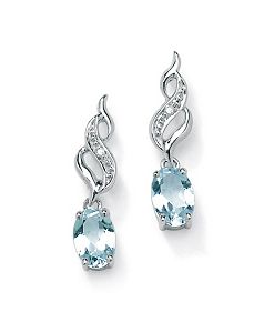 Aquamarine/Diamond Accent Earrings by PalmBeach Jewelry