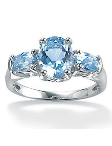 Oval-Cut Aquamarine Ring by PalmBeach Jewelry