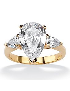 Pear-Shaped Cubic Zirconia Ring by PalmBeach Jewelry