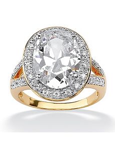 Oval-Cut and Round Cubic Zirconia Ring by PalmBeach Jewelry