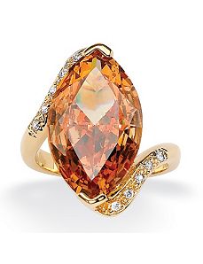 Champagne and White Cubic Zirconia Ring by PalmBeach Jewelry
