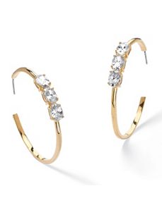 Cubic Zirconia Open Hoop Earrings by PalmBeach Jewelry
